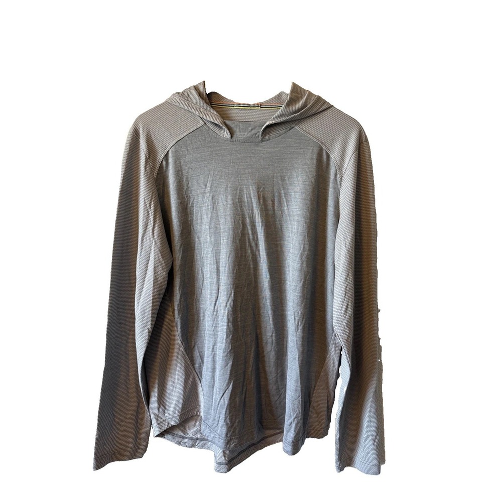 Smartwool Merino Wool Light Gray Long Sleeve Hoodie Activewear Shirt Mens Large